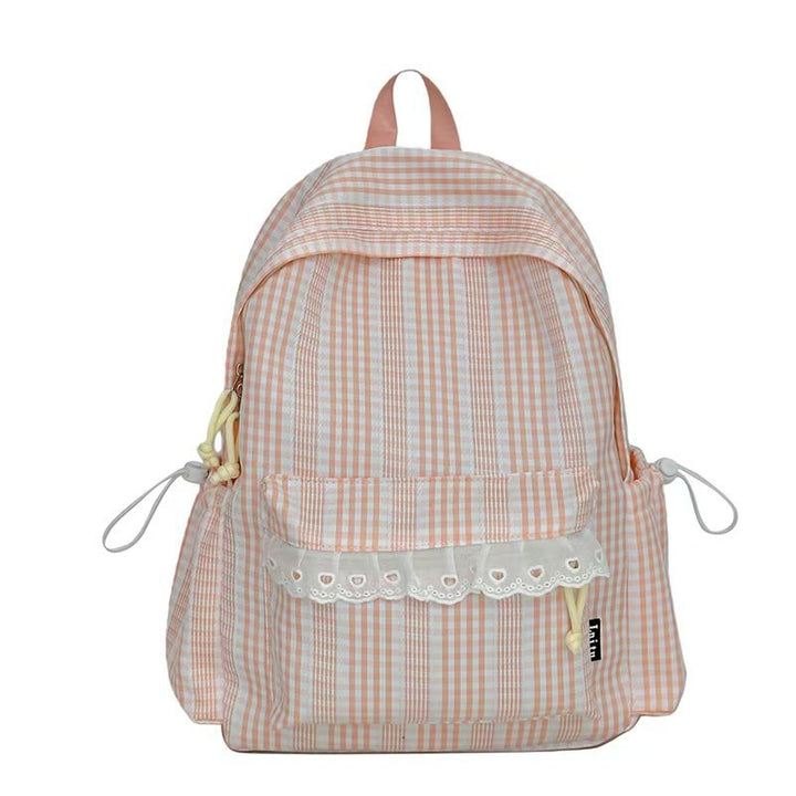 Gingham Patterned Stylish Backpack Bowlift
