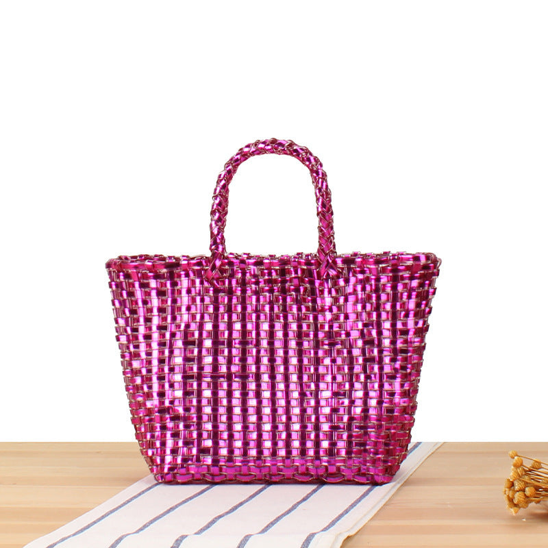 Handbag Made of Woven Natural Material with Elegant Accents Bowlift