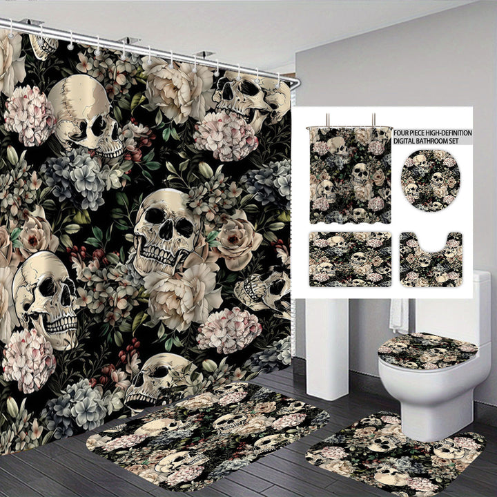 Artistic Skull Themed Bathroom Set Bowlift