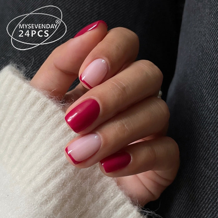 Elegant Press-On Nail Tips with French Tip Design Bowlift