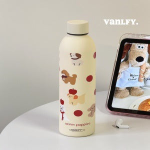 Ladies Insulated Bottle with Playful Dog Motif Bowlift
