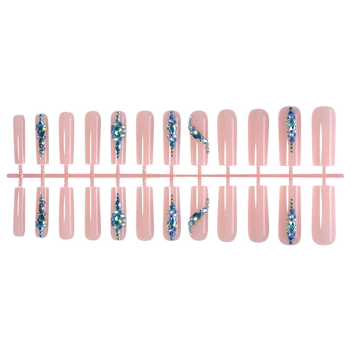 Decorative Press-On Nail Art Set with Gemstone Accents Bowlift