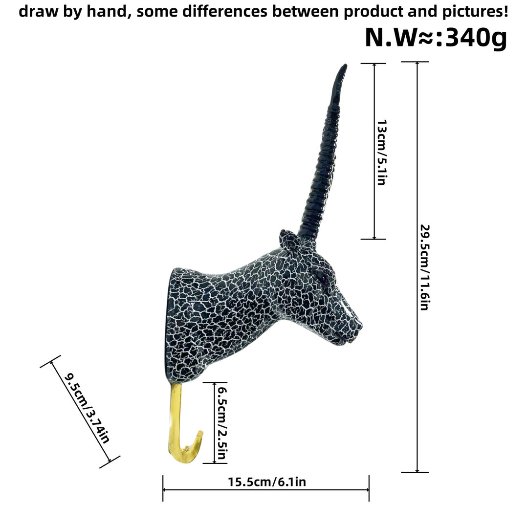 Wall hooks in the shape of a stylized unicorn Bowlift