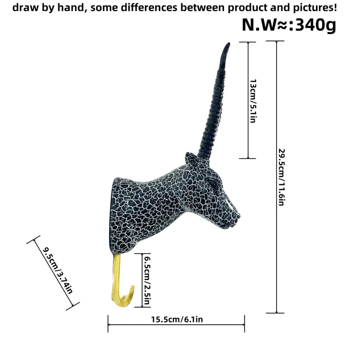 Wall hooks in the shape of a stylized unicorn Bowlift