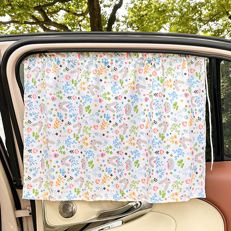 Unisex nan sun protection car curtain with elastic fastening strap and opaque cotton blend Bowlift