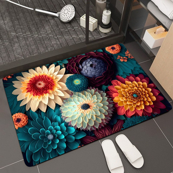 Floral Design Memory Foam Bath Mat Bowlift