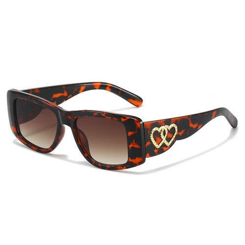 Heart-Embellished Square Frame Sunglasses Bowlift