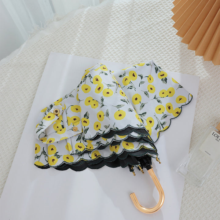 Women's elegant automatic folding umbrella with floral details Bowlift