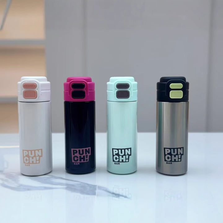 Women's modern insulating drinking bottle with innovative closure system Bowlift