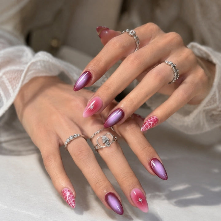 Artificial nails with elegant ombre design and creative accents Bowlift