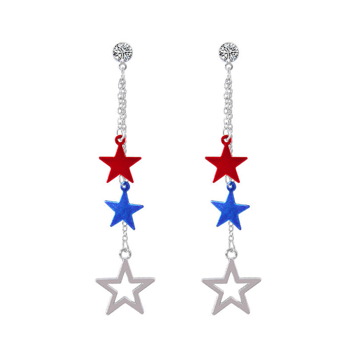 Women's lightweight star earrings with enamel flag design and fishhook Bowlift