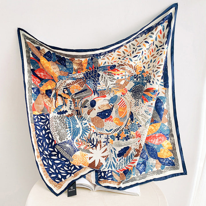 Women's silk scarf in elegant botanical design Bowlift