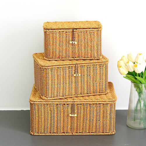 Women Large Storage Basket with Lid Bowlift