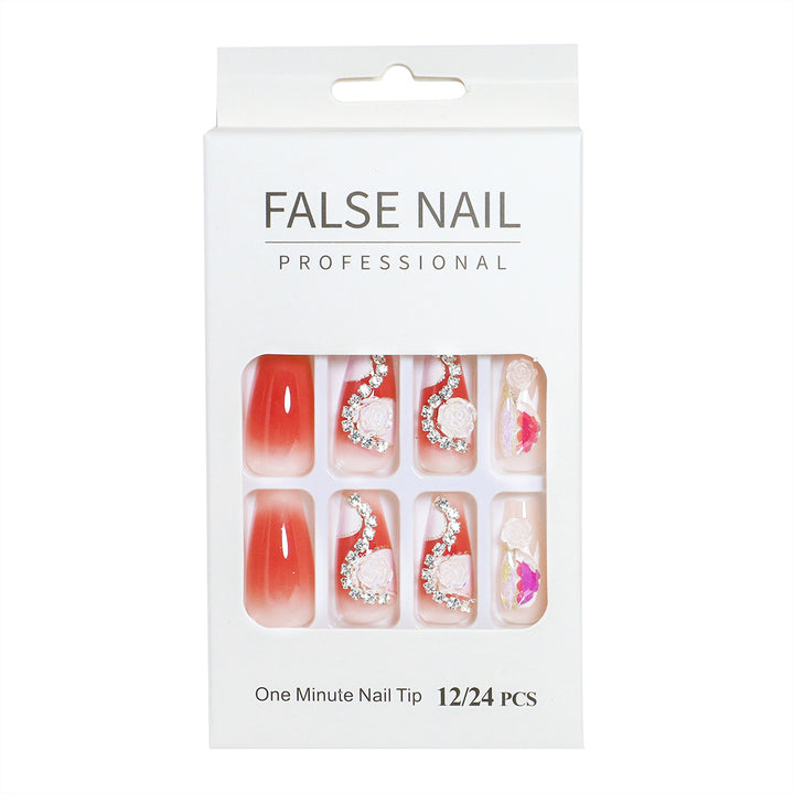 Decorative Press-On Nail Set with 3D Accents Bowlift