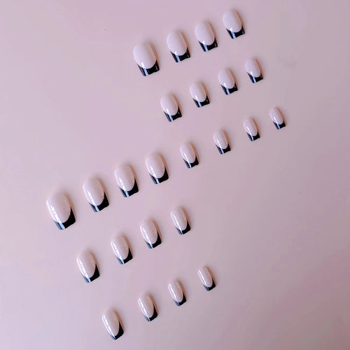Acrylic nail set with elegant French tips and matte finish Bowlift