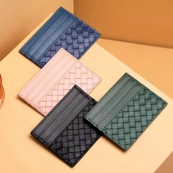 Woven Leather Card Holder Bowlift