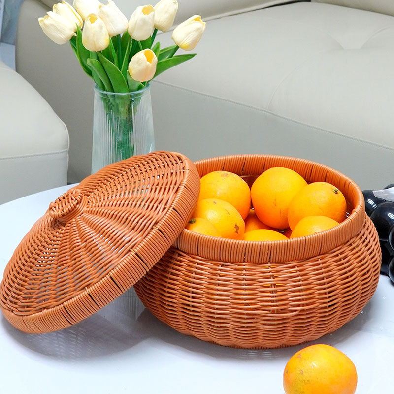 Women's Round Storage Basket with Lid Bowlift