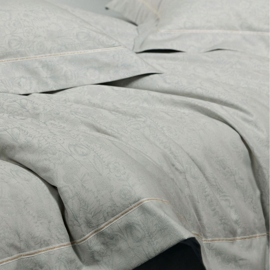 Luxury Jacquard Floral Duvet Cover Set with Piped Edges