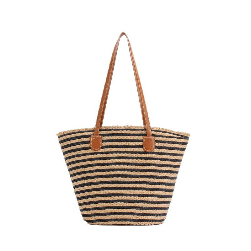 Elegant Bast shoulder bag with leather handles Bowlift
