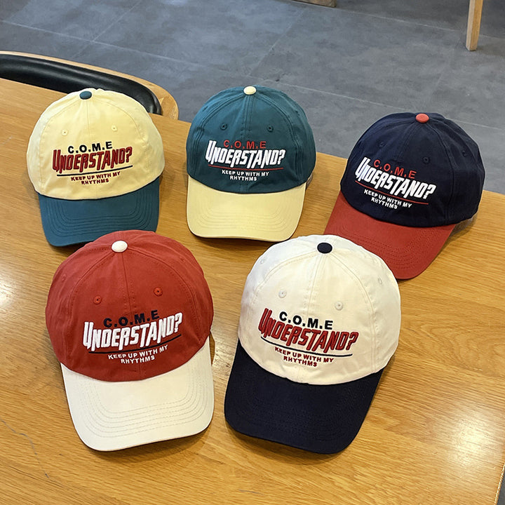 Unisex Casual Textured Cap with Playful Embroidery Bowlift