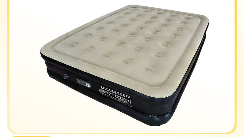 electric inflatable single air mattress with integrated auto pump, flocked tufted sleeping surface and raised edge support Bowlift
