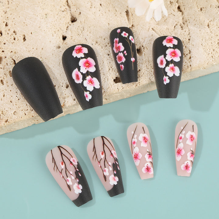 Artificial nails with timeless cherry blossom designs Bowlift