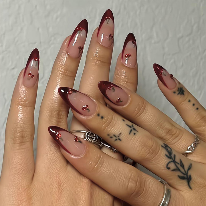 Acrylic nail set with fruity cherry design Bowlift