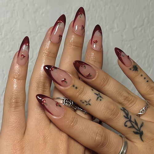 Acrylic nail set with fruity cherry design Bowlift