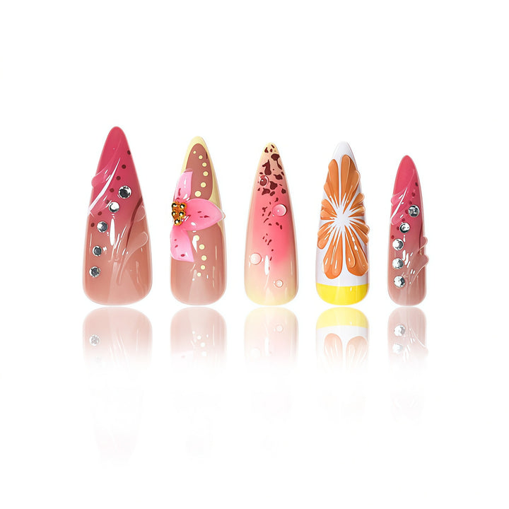 Floral Design Stiletto Nail Extensions Bowlift