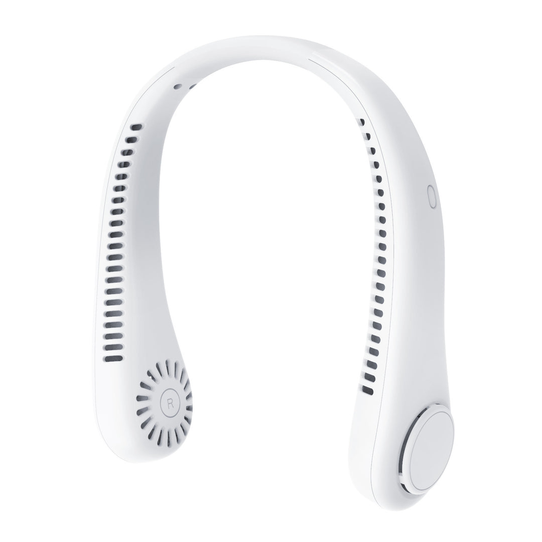 Unisex portable rechargeable neck fan with quiet dual fan adjustable air levels and ergonomic neckband Bowlift