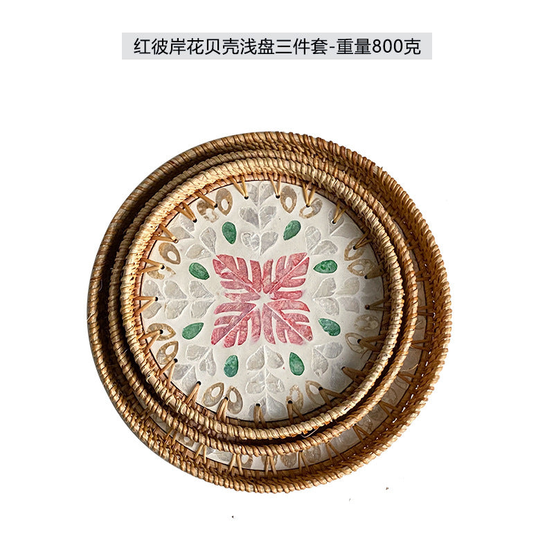 Ladies' cowhide serving basket with handwoven design Bowlift