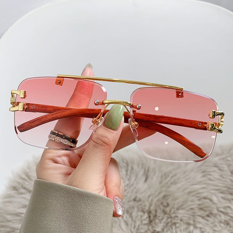 Women's Luxury Sunglasses with Wood and Metal Combination Bowlift