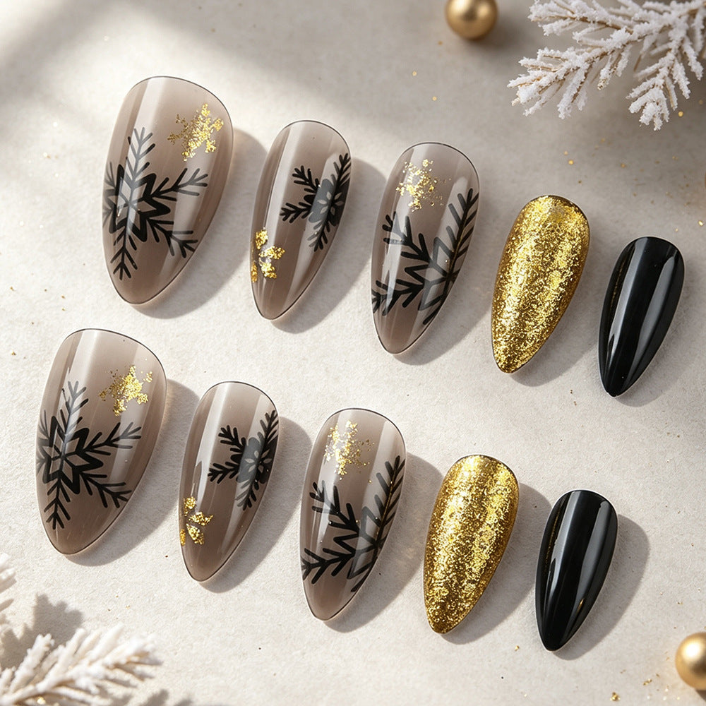 Elegant Winter-Themed Press-On Nail Set Bowlift