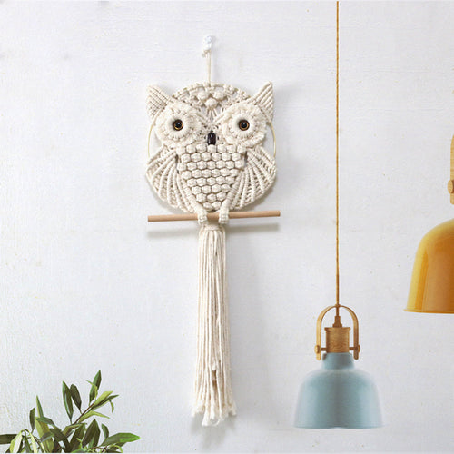 Artful Macrame Wall Hanging In Owl Shape Bowlift