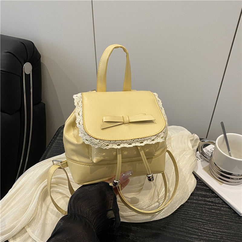 Cute Lace-Trimmed Mini Backpack Bowlift