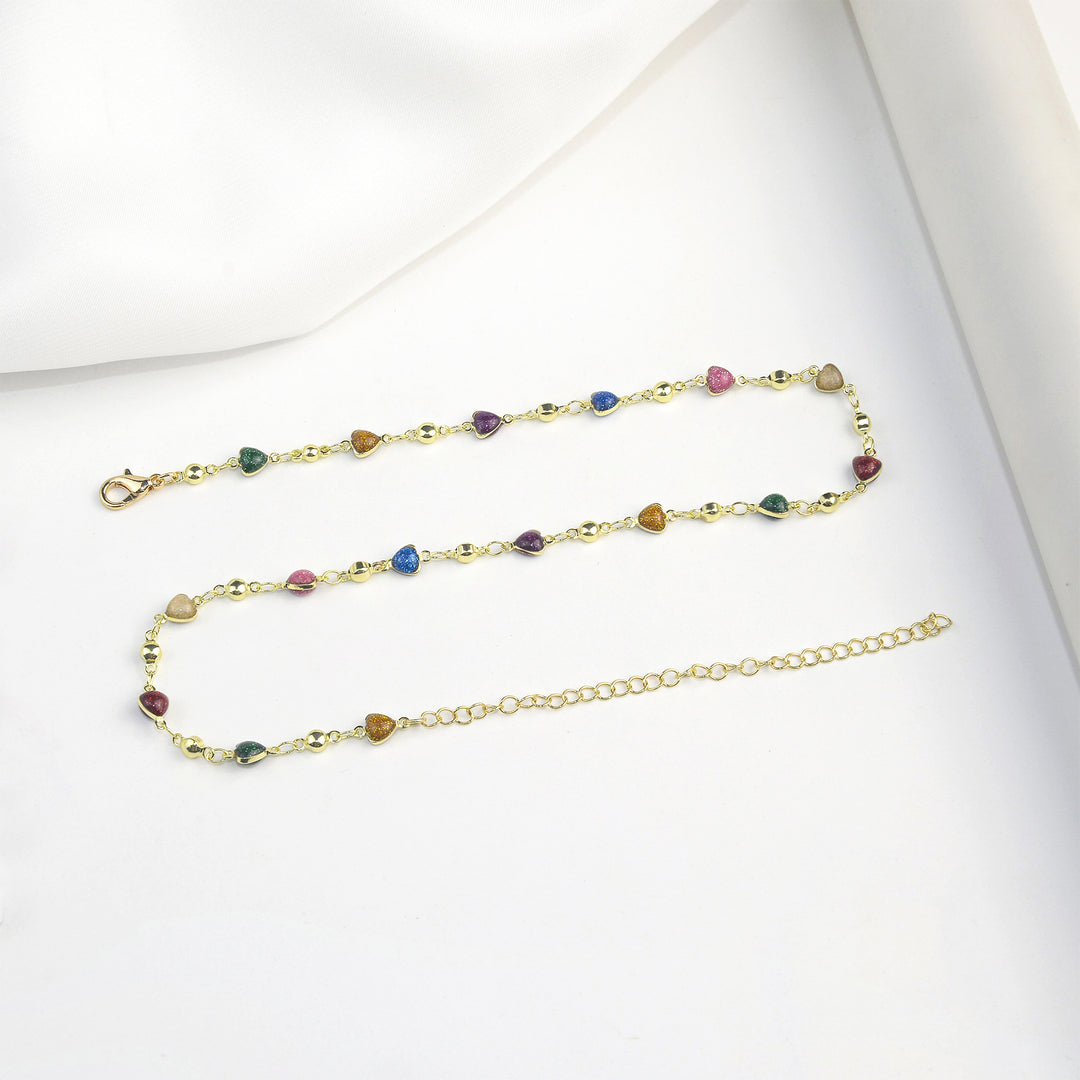 Heart-Shaped Beaded Anklet Bowlift