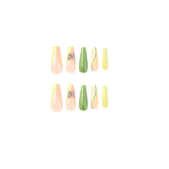 Glittering artificial nails with butterfly design Bowlift