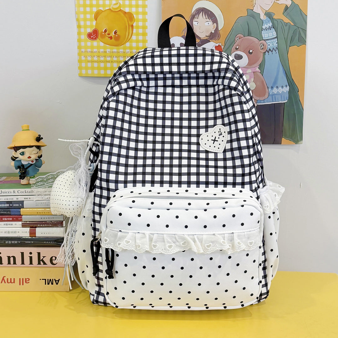 Playful Gingham Print Backpack