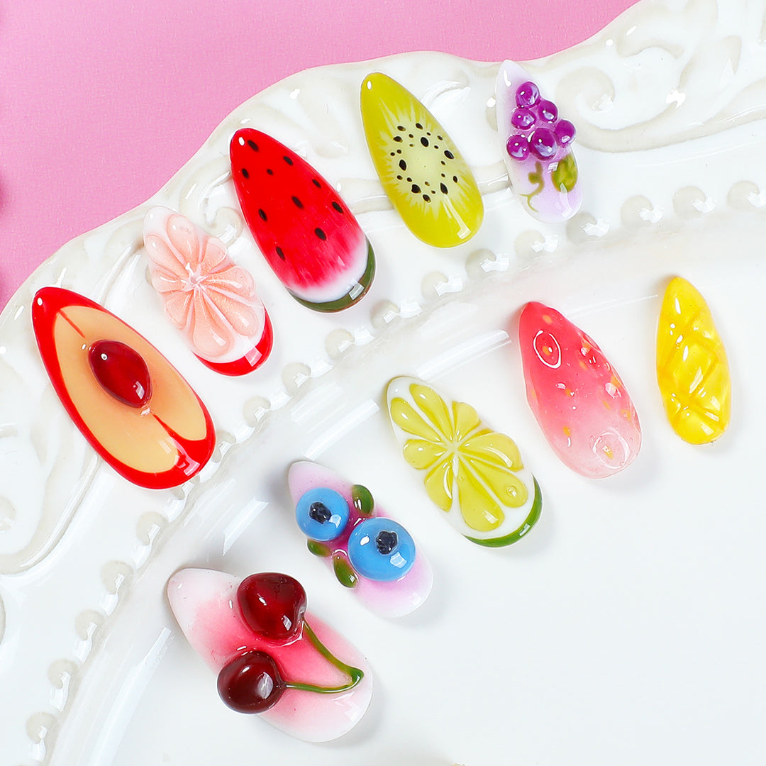 Creative nail art set with colorful fruit designs Bowlift