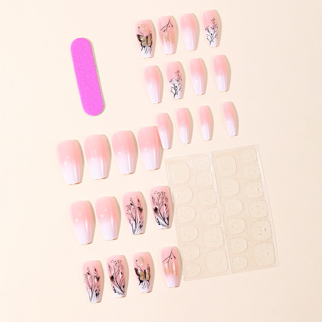 Elegant Floral Butterfly Nail Art Extensions Bowlift