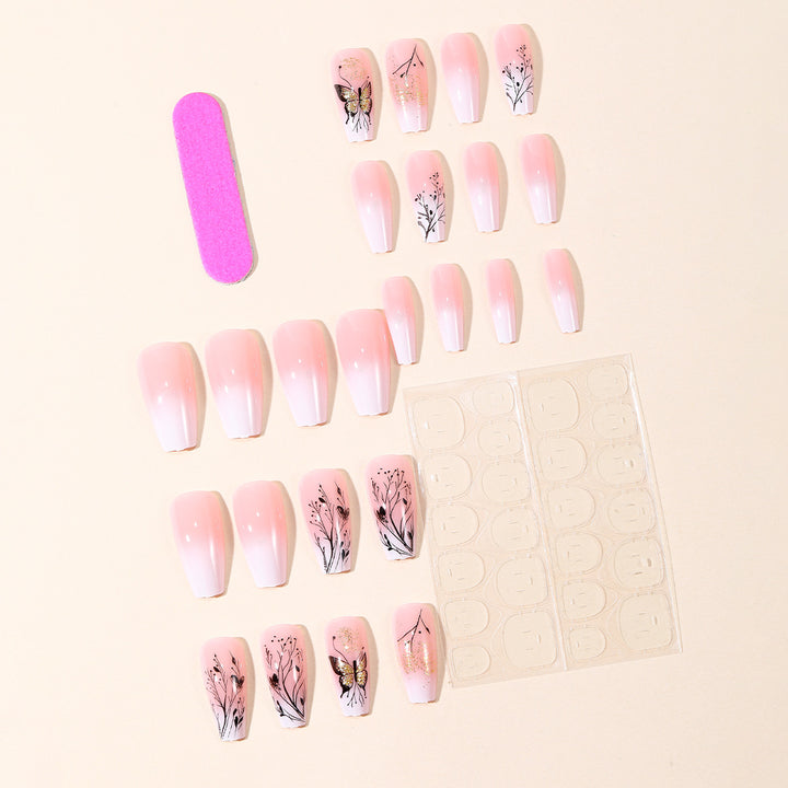 Elegant Floral Butterfly Nail Art Extensions Bowlift