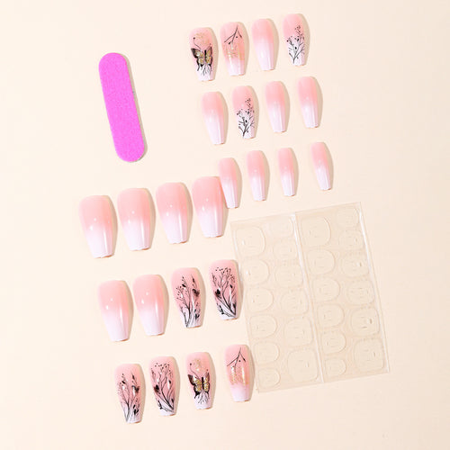 Elegant Floral Butterfly Nail Art Extensions Bowlift