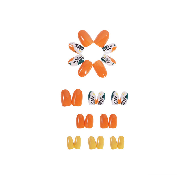 Artificial nail set with floral patterns and elegant glitter accents Bowlift