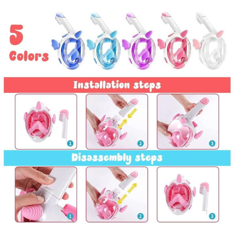 Diving mask with curved field of view and flexible silicone frame Bowlift