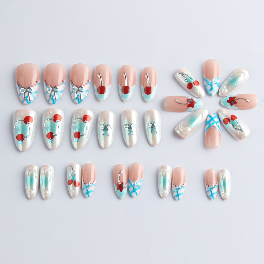 Decorative Cherry-Themed Press-On Nails Bowlift