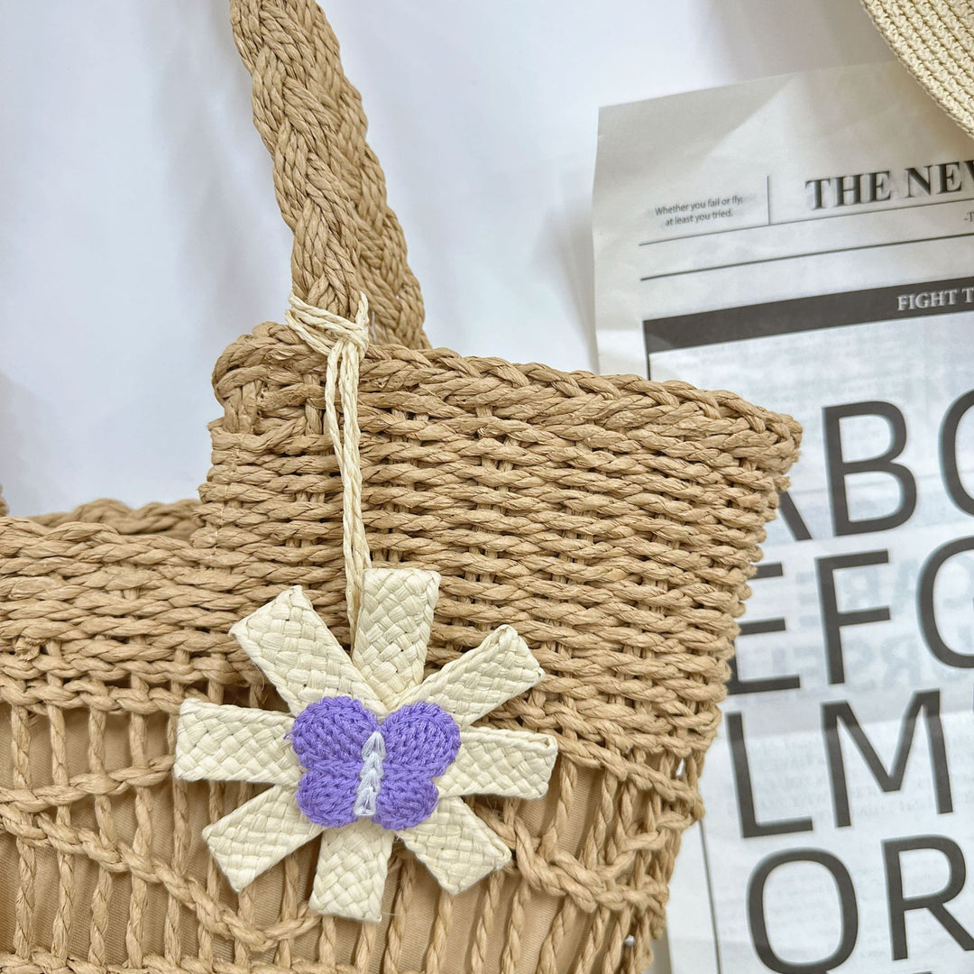 Handbag with Artistic Flower Motif Bowlift