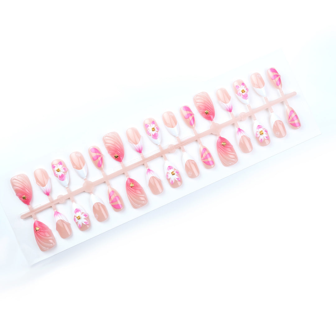 Floral Art Inspired Press-On Nail Set Bowlift