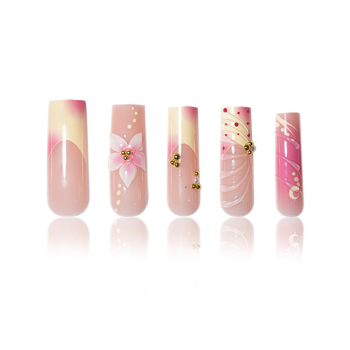 Floral Art Acrylic Nail Extensions Bowlift