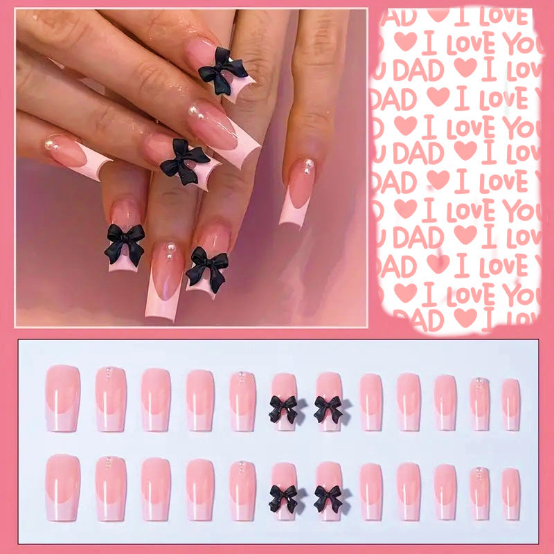 Stylish artificial nails with bow details Bowlift