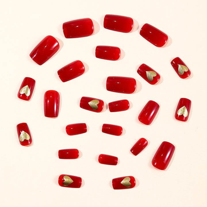 Elegant Heart-Accented Press-On Nail Set Bowlift